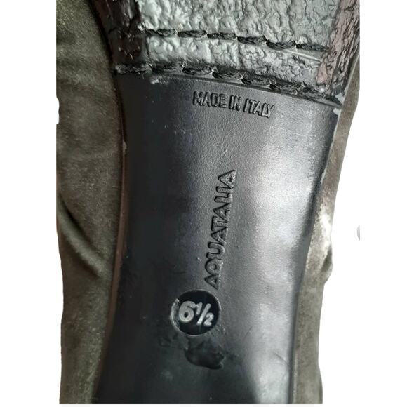 AQUATALIA Boots Heels Size‎ 6.5 Suede Pleated Patent Ankle Booties Gray - Picture 9 of 13